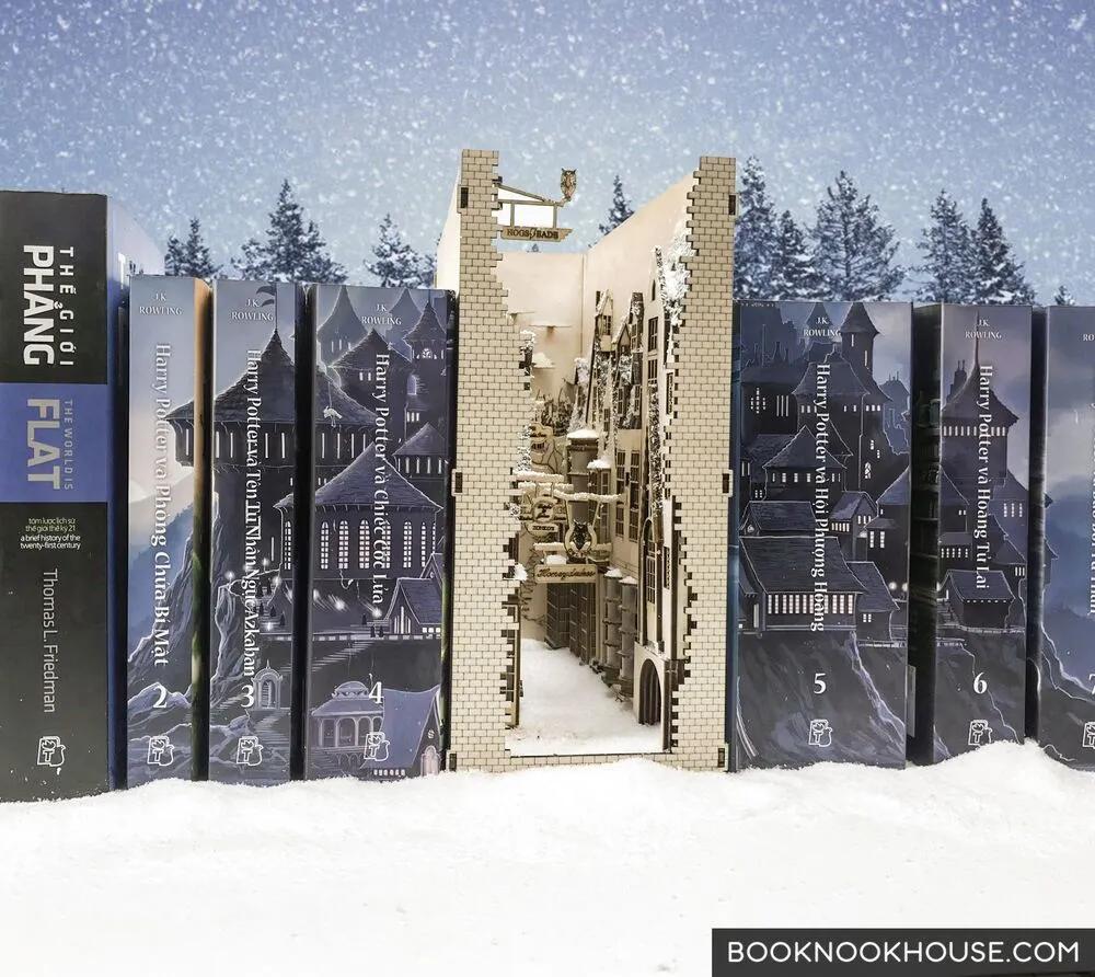 Harry Potter book nook Bookshelf insert Hogsmeade
