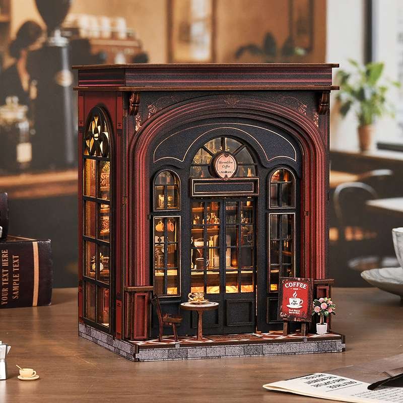 Warm Coffee House Miniature House Kit