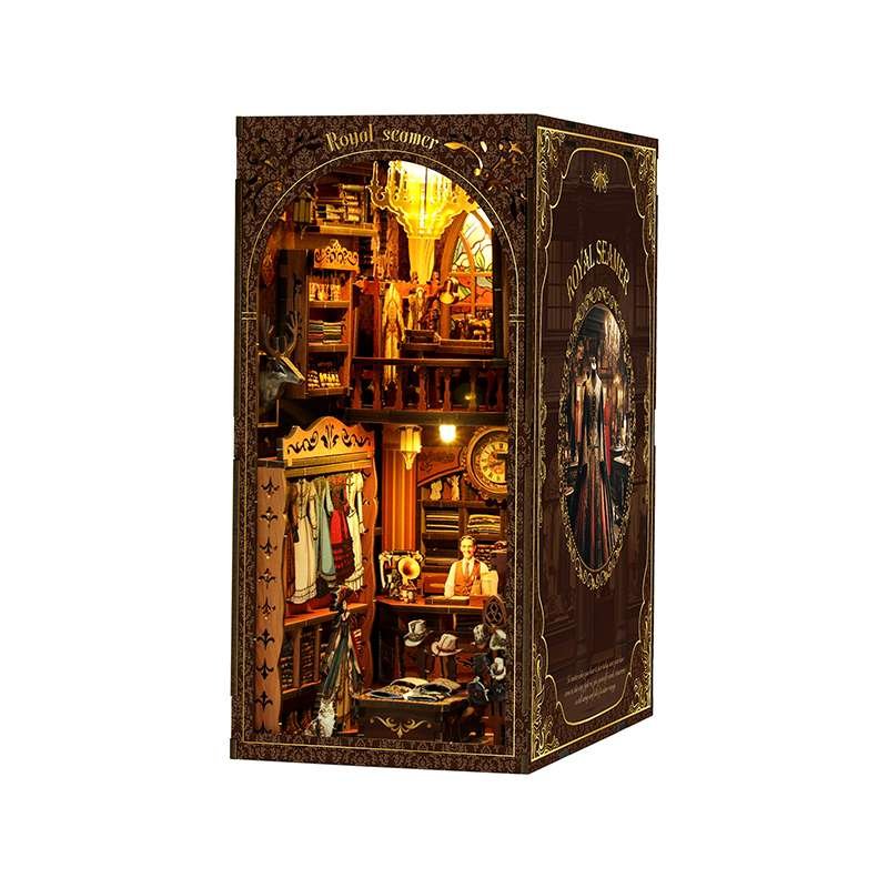 Vintage Tailor Shop DIY Miniature House Kit – Retro British-Style Bookend