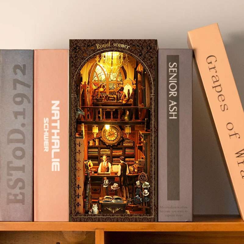 Vintage Tailor Shop DIY Miniature House Kit – Retro British-Style Bookend
