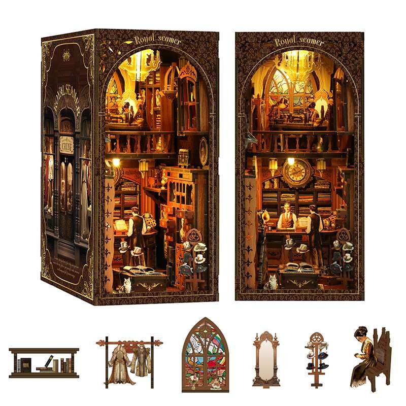 Vintage Tailor Shop DIY Miniature House Kit – Retro British-Style Bookend