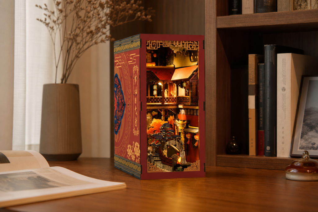 Dream of the Tang Dynasty DIY Book Nook Kit shown in an AI-generated lifestyle scene