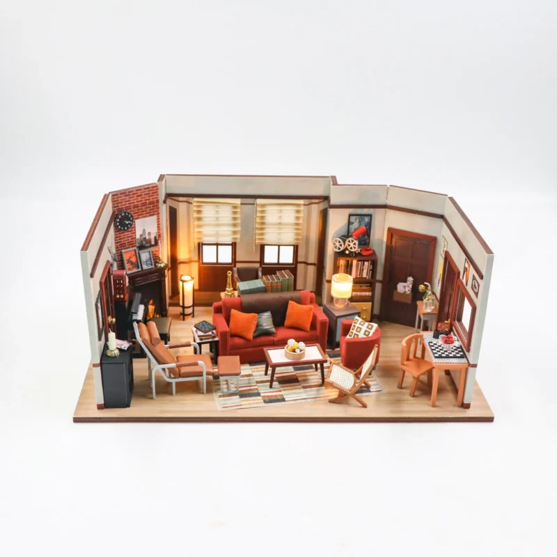 Romantic Friends Apartment DIY Wooden Dollhouse Kit with Furniture & Miniature Decor
