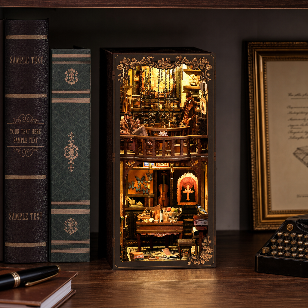 The Secret Case Files Detective Book Nook Kit shown in an AI-generated lifestyle scene